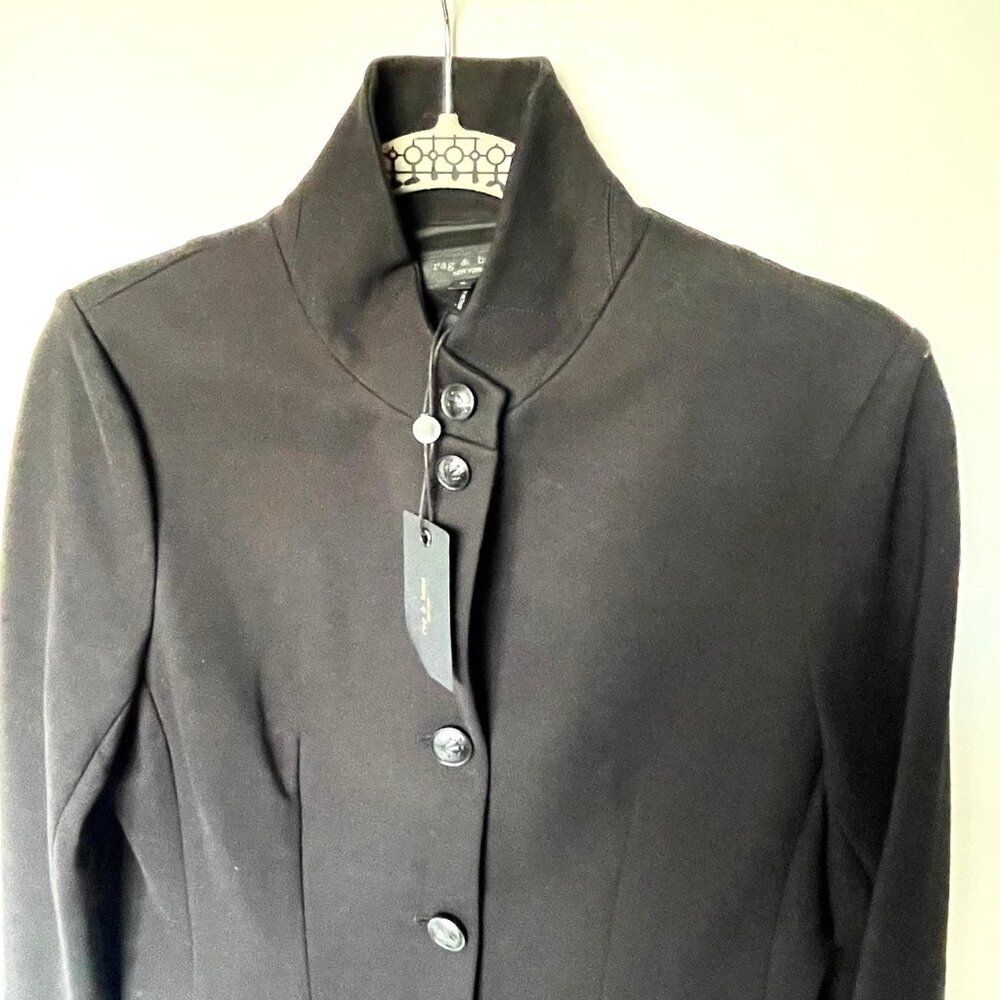 Rag & Bone Sadie Ponte Blazer Black Tailored Stretch Jacket Size 8 - Picture 11 of 16